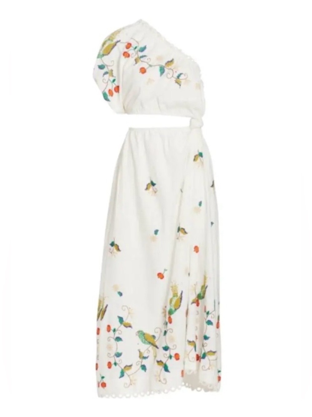 FARM RIO Pitanga Embroidery One Shoulder Cut Out Maxi Dress Size S- $325 MSRP